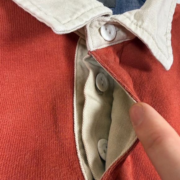 LL Bean Signature Mens Rugby Shirt Slim Fit Red Grey Colorblock Cotton 509435 S - Picture 4 of 10